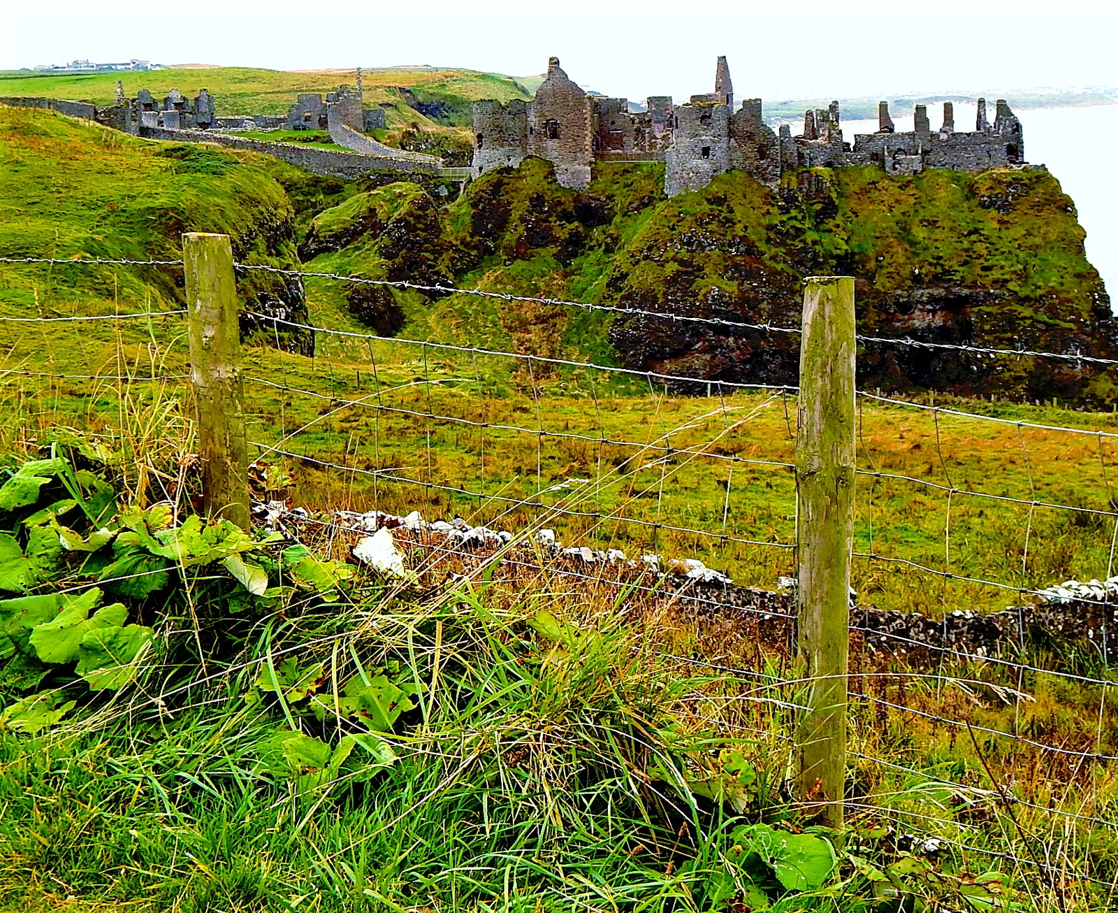 Coastal scenery beside Dunluce Castle in Northern Ireland